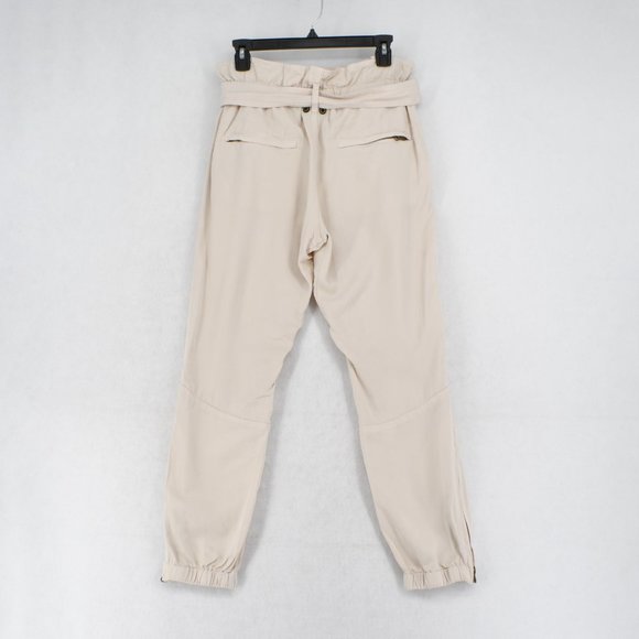 Pam & Gela Pants Women High-Waisted Utility Pocket Belted Cropped Paperbag Pants - Picture 5 of 7